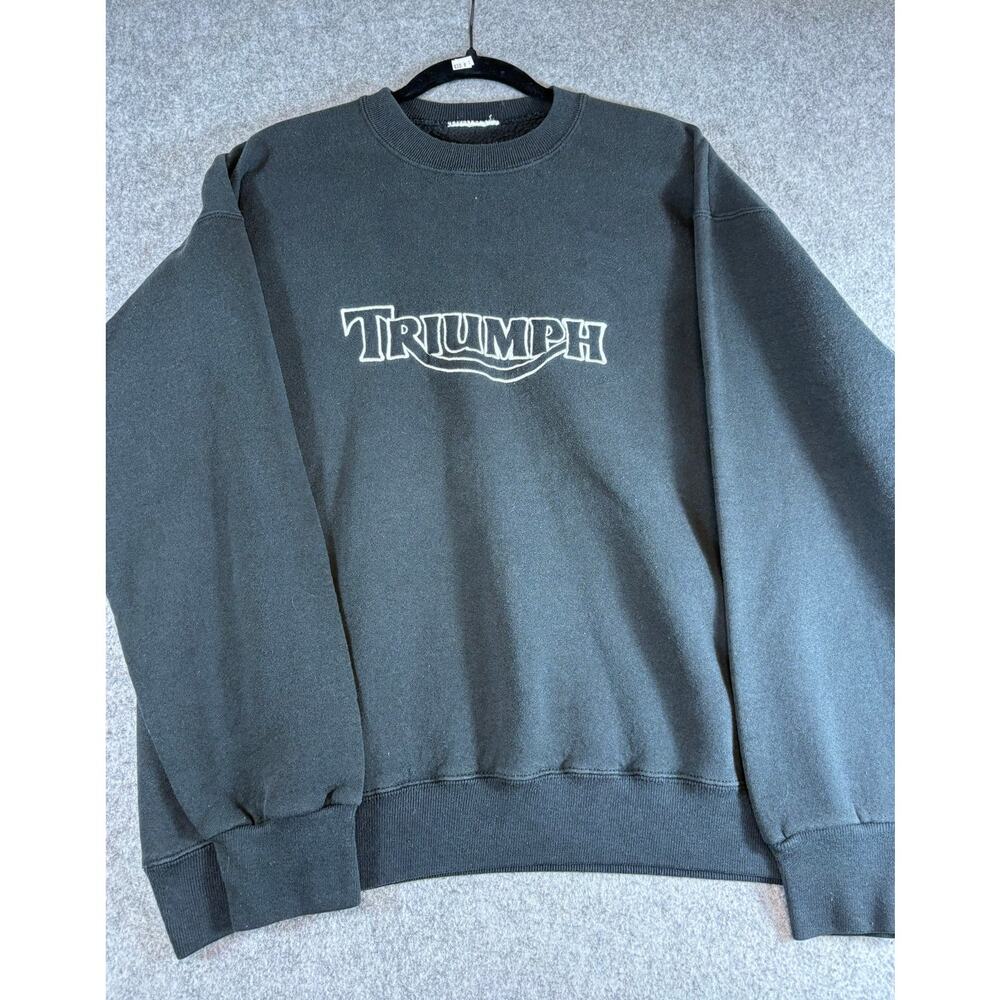 VINTAGE Y2K Triumph Sweatshirt Mens Gray Heavyweight Crew Motorcycle Pullover XL
